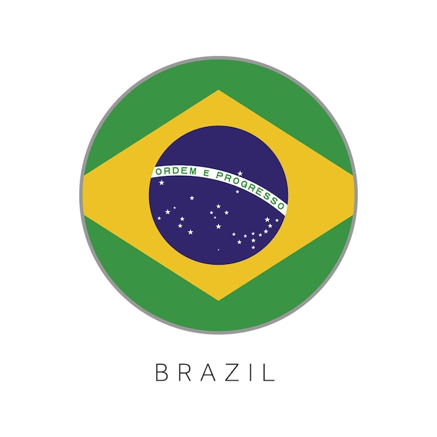Brasilien-Flagge runder Kreis-Vektor-Symbol