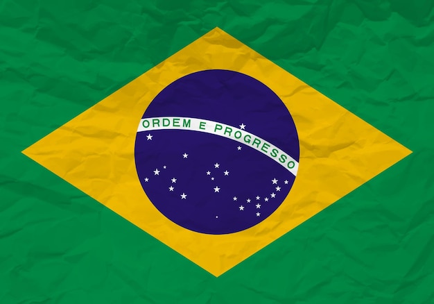 Brasilien-Flagge zerknittertes Papier