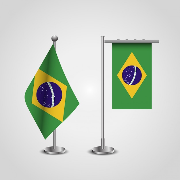 Brasilien-Flaggendesign mit Flaggenstandvektor