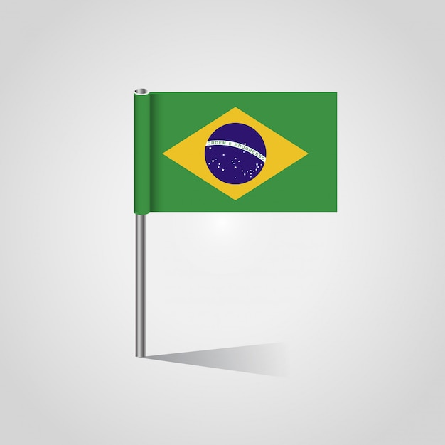 Brasilien-Flaggendesign mit Flaggenstandvektor