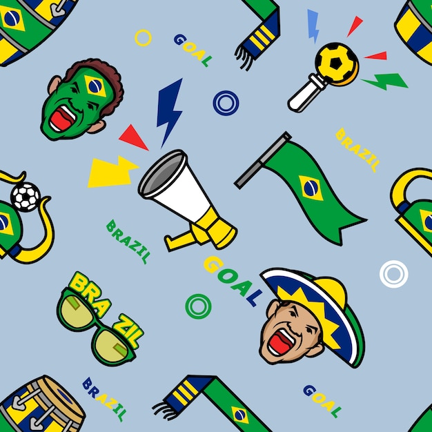Brasilien fußball supporter gear seamless pattern