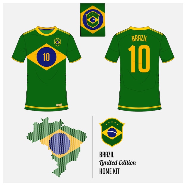 Vektor brasilien fußball trikot oder fußball kit vorlage