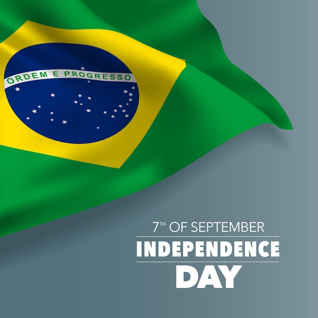 Brasilien glückliche unabhängigkeitstag-grußkarte, banner, vektor-illustration. brasilianischer nationalfeiertag 7. september hintergrund mit elementen der flagge, quadratisches format