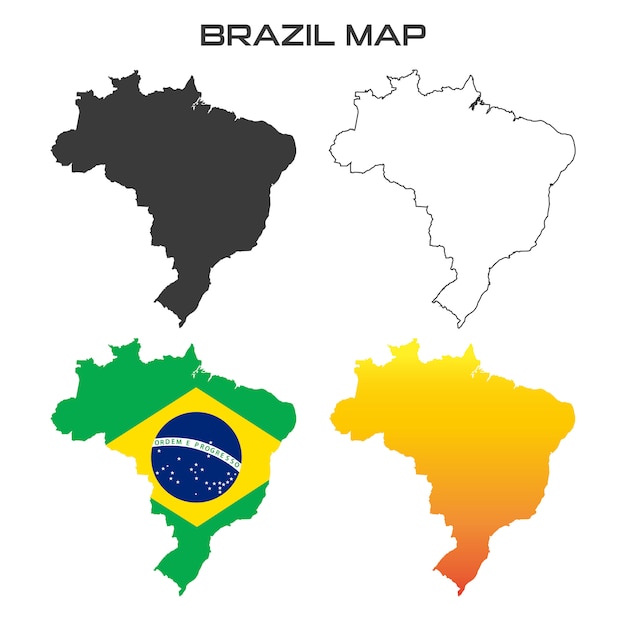 Brasilien-Karten-Vektor-Flaggen-Farbsammlungs-Satz