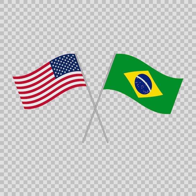 Vektor brasilien und usa flagge brasilien flagge mit amerikanischer flagge