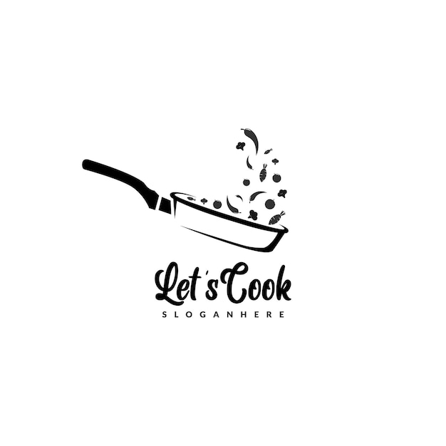 Vektor bratpfanne aus gusseisen restaurant kochküche logo