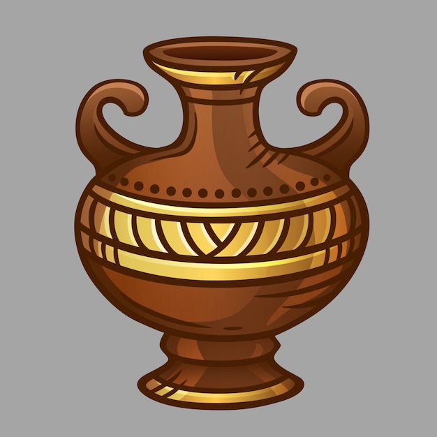 Braune vase mit goldenem muster