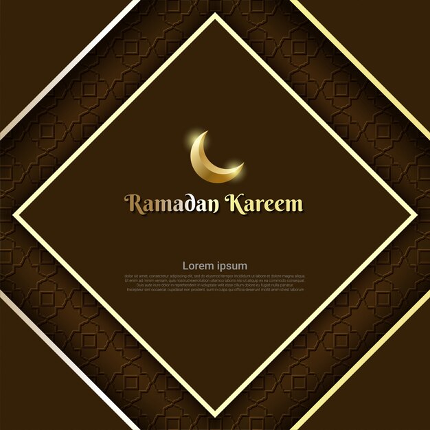 Brauner Ramadan kareem Hintergrund mit Rahmen Luxuslinie Gold