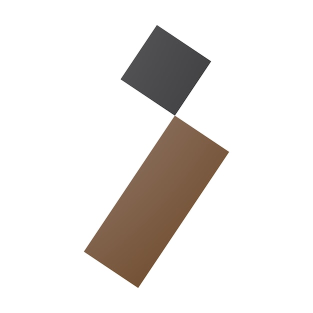 Vektor braunes und schwarzes i-buchstaben mit einem quadrat und einem rechteck