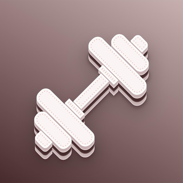 Braunfarbenes 3D-Vektorhantel oder Workout-Symbol mit bearbeitbarem Hintergrund