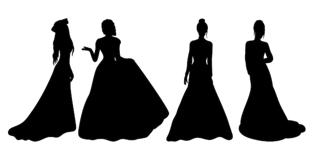 Braut Silhouette auf weißem Hintergrund isoliert Vektor