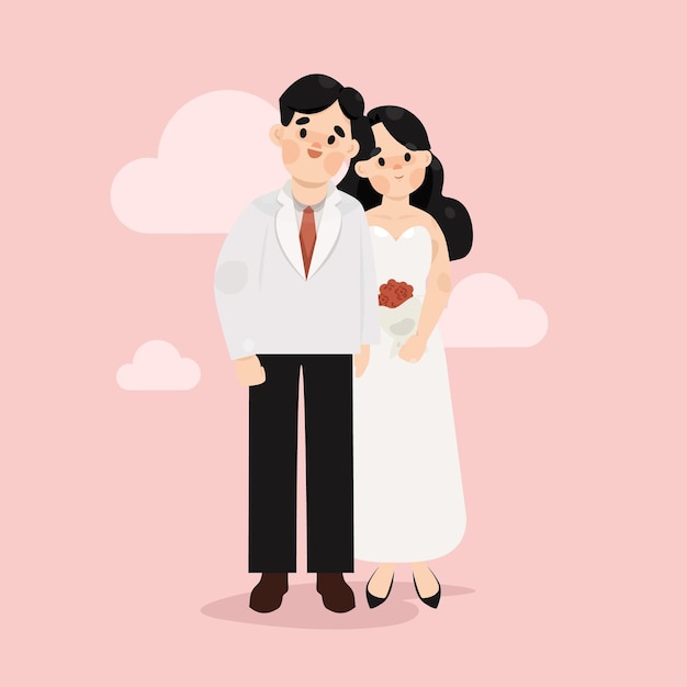 Braut und bräutigam heiraten illustration