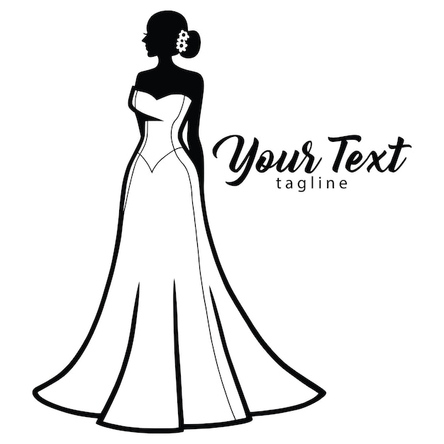 Brautmoden-Boutique-Logo. Hochzeitskleid, Sexy, Kleid, Mode, Logos, Design, Vektor, Abbildung, Schablone