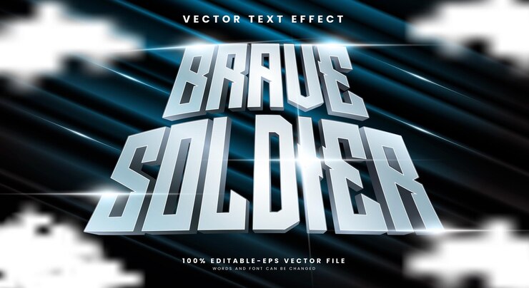 Vektor brave soldier 3d bearbeitbare vektortext-effektvorlage