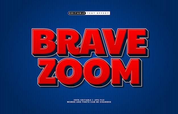 brave zoom bearbeitbarer Text-Effekt mit einem Held und Spiel-Text-Stil