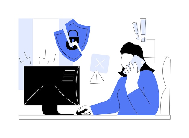 Breach Detection isolierte Cartoon-Vektor-Illustrationen es Spezialist mit Datenverletzung Computing