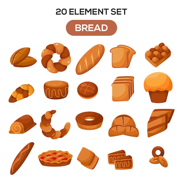 Vektor bread-themen-satz-element-illustration