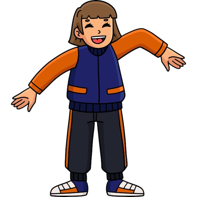 Breakdance B-Mädchen machen Arm Wave Cartoon-Clipart