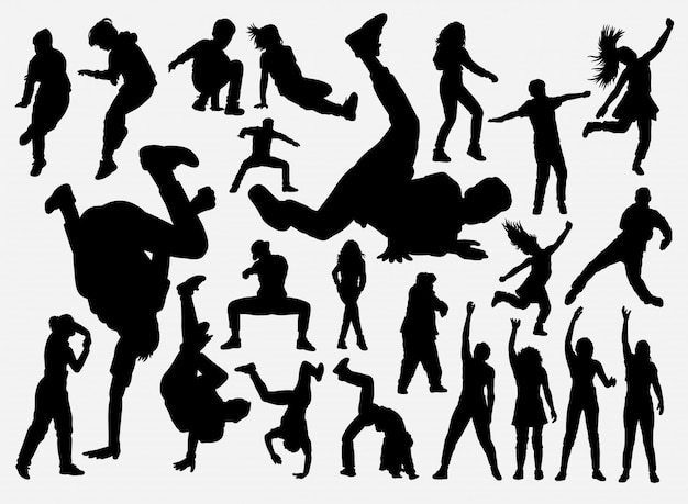 Breakdance und hiphop training silhouette