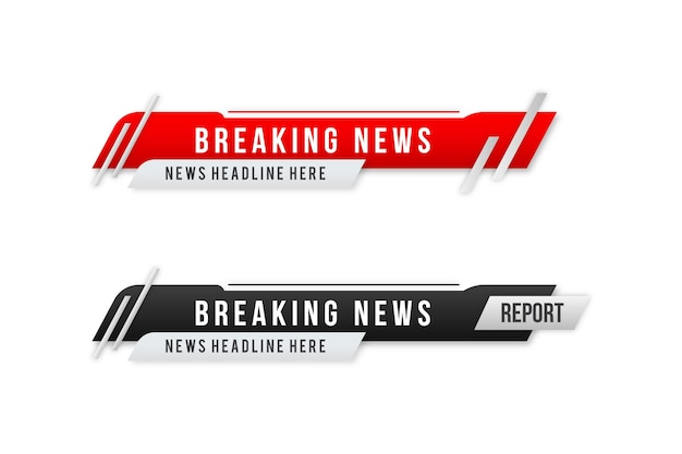 Breaking News Geometrischer Banner-Template-Design im unteren Drittel mit Farbverlauf Premium-Vektor