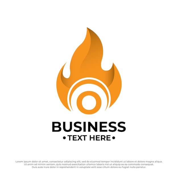 Brennende flamme feuer illustration mit großbuchstaben o designvorlage feuer flamme logo design
