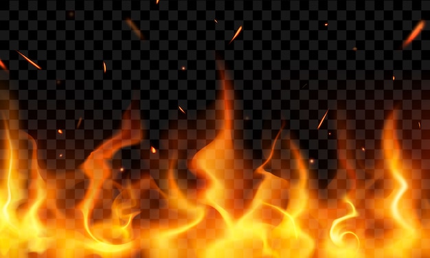 Brennende glühende Funken realistische Feuerflammen