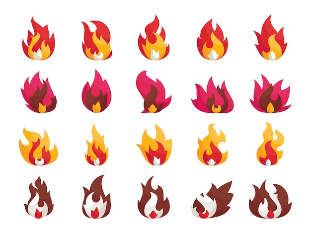 brennendes Feuer-Cartoon-Flammenform-Set