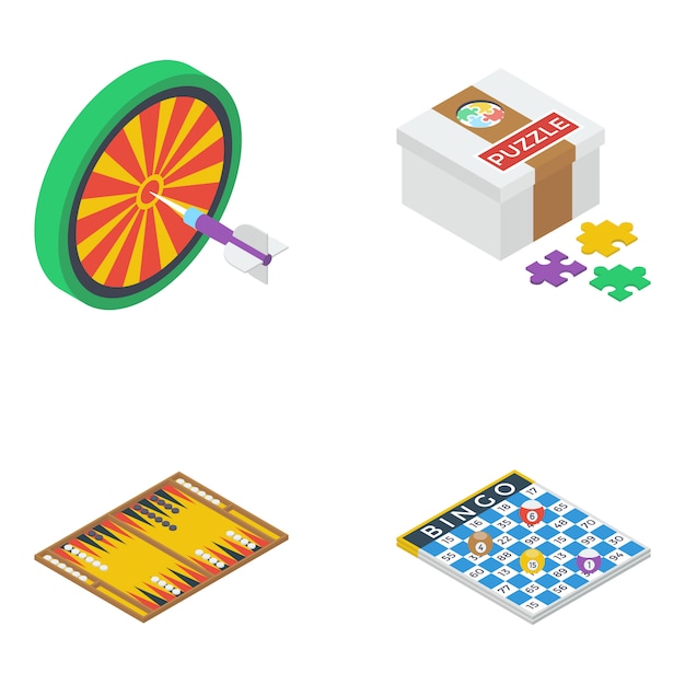 Brettspiele isometric icons pack