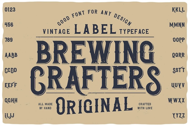 Brewing crafters etikett schriftart