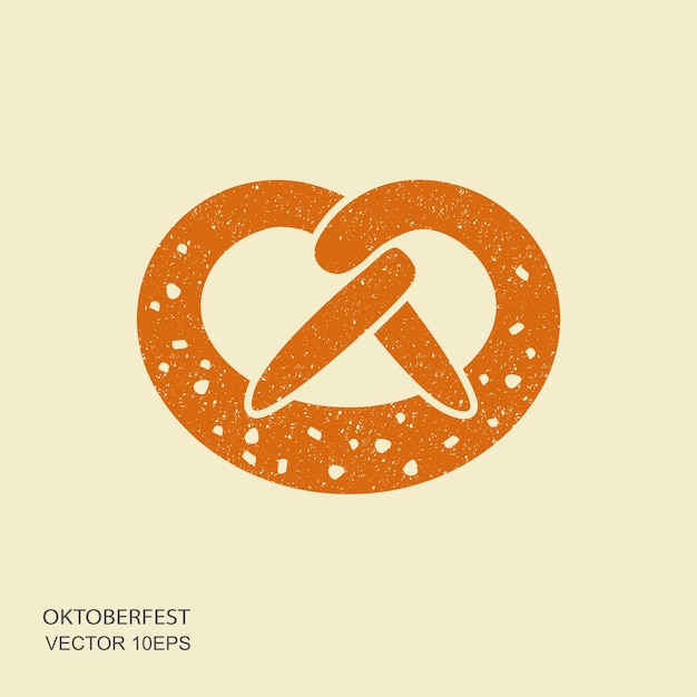 Vektor brezel für das oktoberfest flache ikone mit abgewetztem effekt