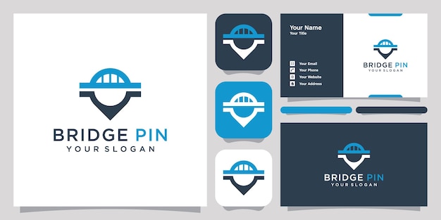 Bridge Pin Logo Symbol Symbol Vorlage Logo und Visitenkarte