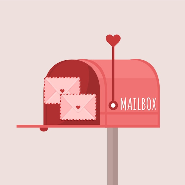 Briefkasten mit Liebesbriefen isoliert auf hellviolett