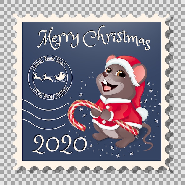 Briefmarke weihnachtsmann mit süßigkeiten