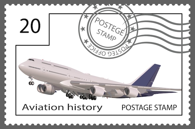 Briefmarke zum Thema Luftfahrtgeschichte Vektor