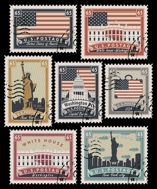 Briefmarken mit wahrzeichen der usa