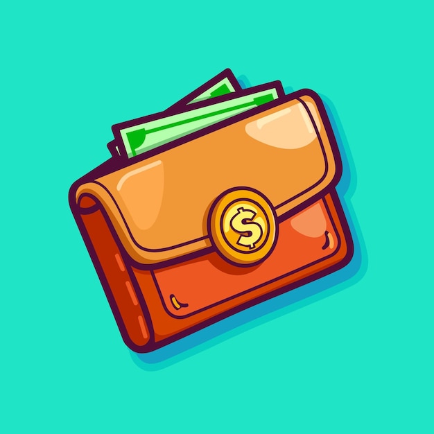 Brieftasche mit Geld flache Vektor-Illustration Cartoon-Design