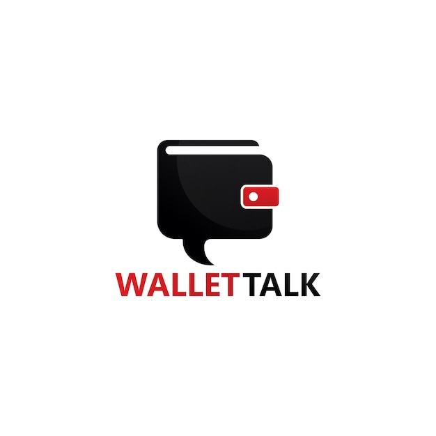 Brieftasche talk logo template design vektor, emblem, designkonzept, kreatives symbol, icon