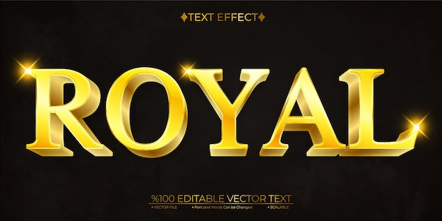 Bright Gold Royal Editable Vector 3D-Text-Effekt