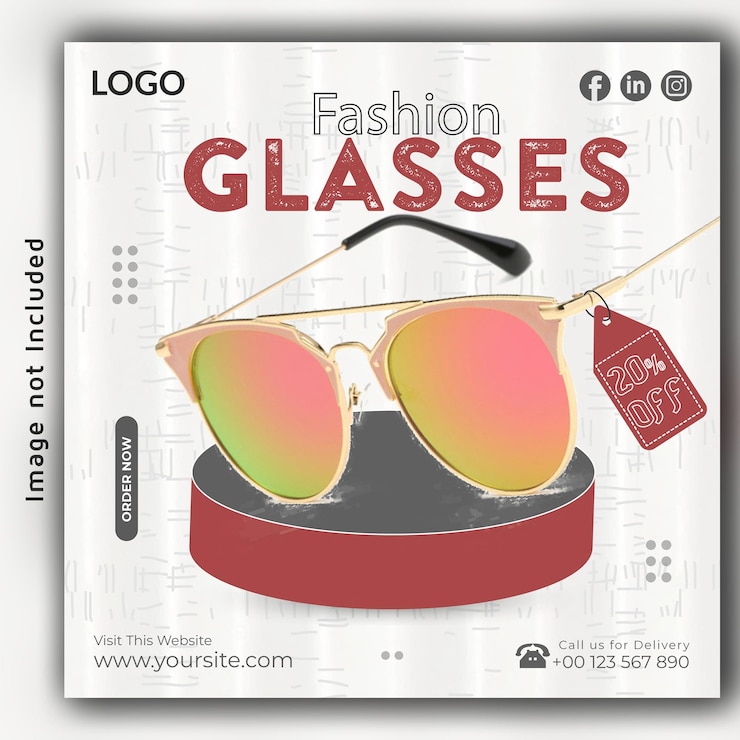 Vektor brille social-media-post-banner-vorlage für e-commerce-shop
