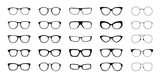 Vektor brillenset sonnenbrillensilhouetten brillengestelle icon-sammlung