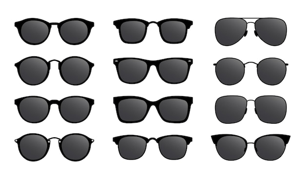 Brillenset sonnenbrillensilhouetten brillengestelle icon-sammlung