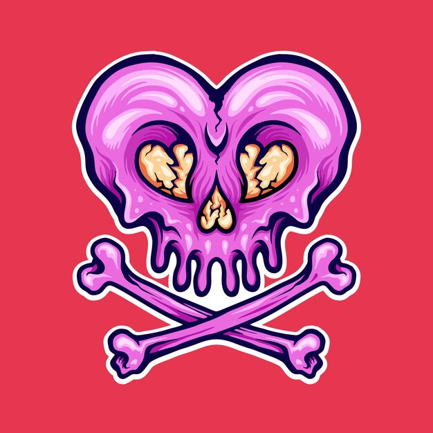 Vektor broken heart cracked skull illustrationen