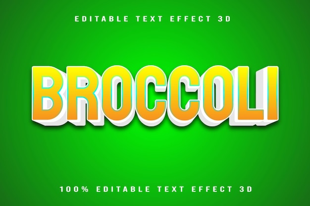 Brokkoli-bearbeitbare Texteffekt 3D-Emboss-Cartoon-Stil