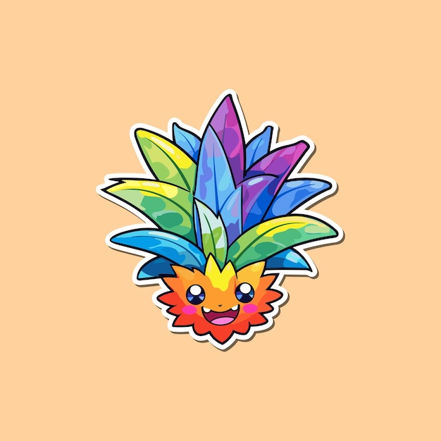 Bromeliad-aufkleber kawaii zeichentrickfigur