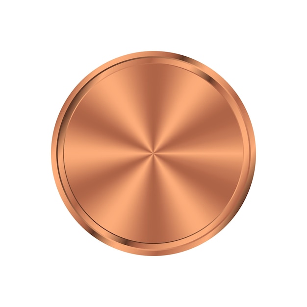 Bronze-kreis-plattenhintergrund runde medaille aus bronze-metall metallisches helles element der schaltfläche vektor-illustration