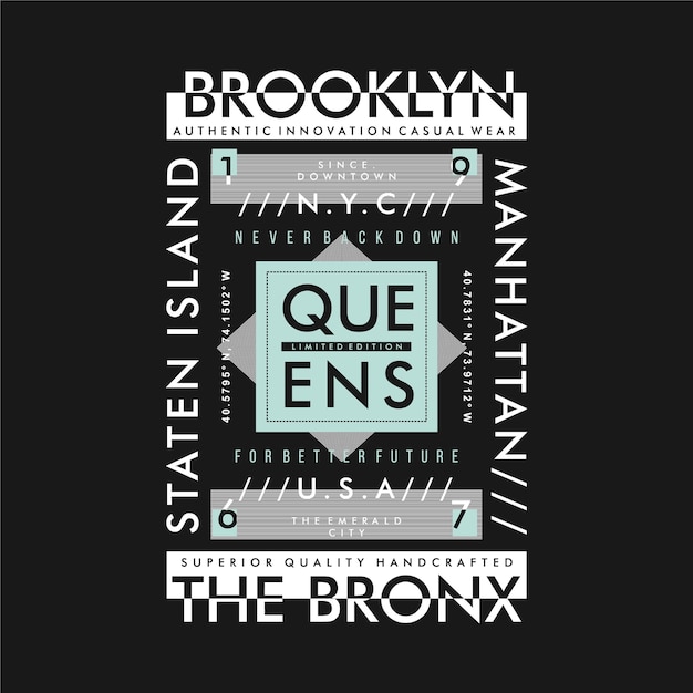 Brooklyn, königinnen, die bronx grafik typografie vektor-illustration