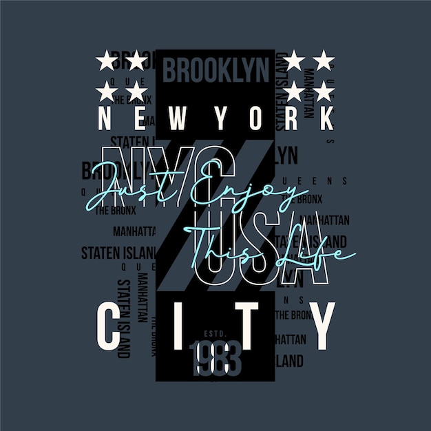 Brooklyn new york abstrakter schriftzug grafischer typografievektor