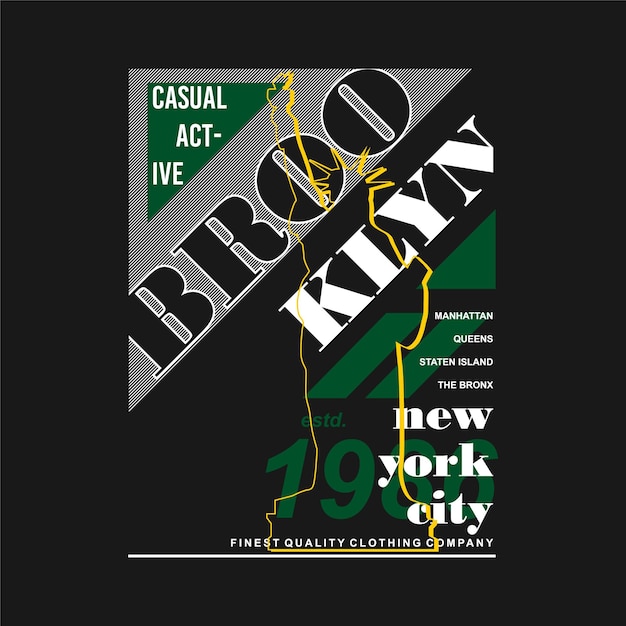 Brooklyn new york city grafik t-shirt typografie vektor illustration casual active