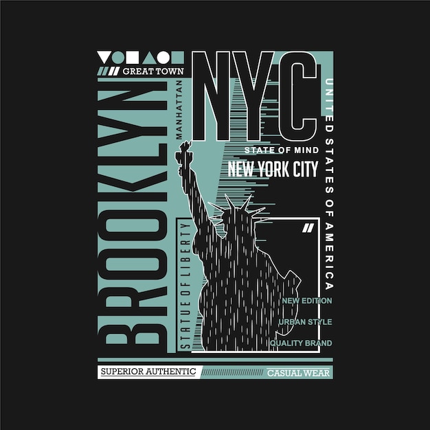 Brooklyn nyc typografie grafisches t-shirt lässiger stil vektordesign