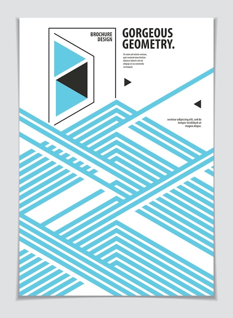 Broschüre Design Vorlage minimales Design. Modernes geometrisches Abstraktmuster Vektorhintergrund. Streifenlinie texturierte geometrische Illustration. A4-Druckformat.